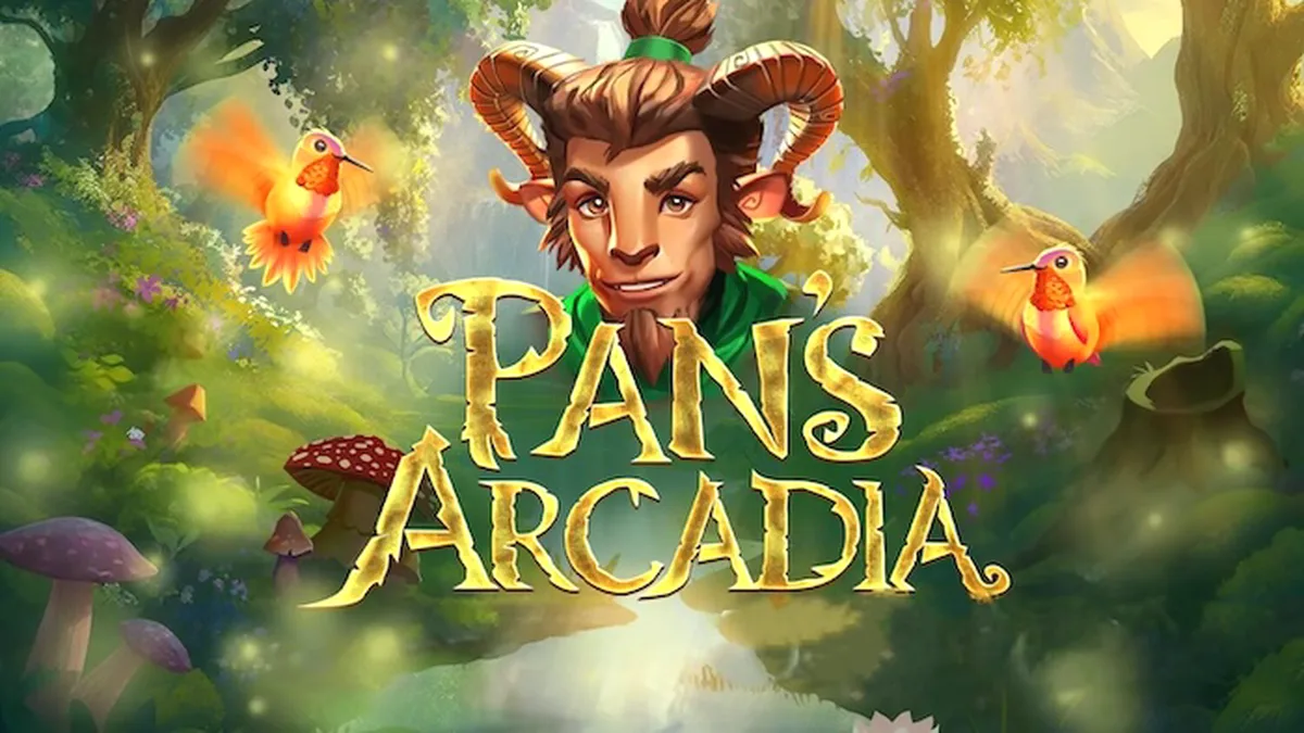 Cenário mágico e florestal do slot Pan's Arcadia